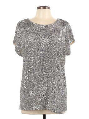 Rachel Zoe Metallic Sequin Blouse L